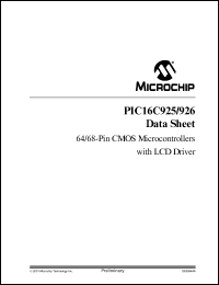 PIC16LC926-I/L datasheet: SM-8 BIT MCU PIC16LC926-I/L
