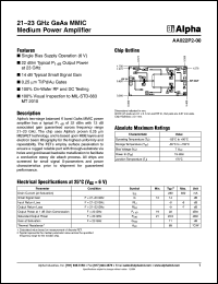 AA022P2-00 datasheet: 21-23 GHz GaAs MMIC medium power  amplifier AA022P2-00