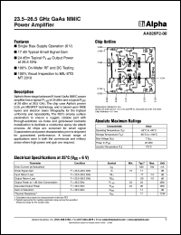 AA026P2-00 datasheet: 23.5-26.5 GHz GaAs MMIC  power  amplifier AA026P2-00