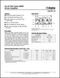 AA026P1-00 datasheet: 25-29 GHz GaAs MMIC  driver  amplifier AA026P1-00