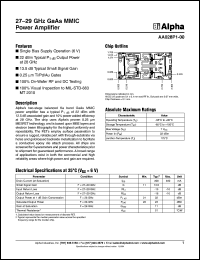 AA028P1-00 datasheet: 27-29 GHz GaAs MMIC  power  amplifier AA028P1-00