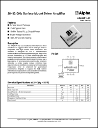 AA031P1-A2 datasheet: 28-32 GHz surface mount driver amplifier AA031P1-A2