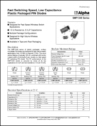 SMP1340-011 datasheet: Fast switching speed, low capacitance plastic packaged pin diode SMP1340-011
