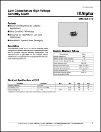 SMS3925-079 datasheet: Low capacitance high voltage schottky diode SMS3925-079