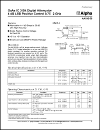AA100-59 datasheet: GaAs IC 3 bit digital attenuator 4 dB LSB positive control 0.75-2 GHz AA100-59