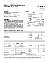 AA230-24 datasheet: GaAs IC 3 bit digital attenuator 4 dB LSB DC-2 GHz AA230-24