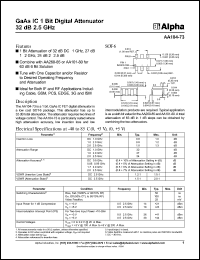 AA104-73 datasheet: GaAs IC 1 bit digital attenuator 32dB 2.5 GHz AA104-73