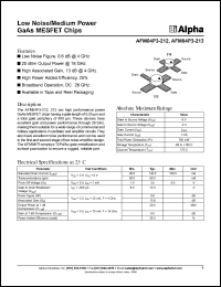 AFM04P3-212 datasheet: Low noise/ medium power GaAs MESFET chip AFM04P3-212