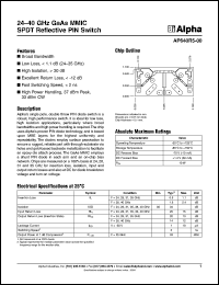 AP640R5-00 datasheet: 24-40 GHz GaAs MMIC  SPST reflective PIN switch AP640R5-00