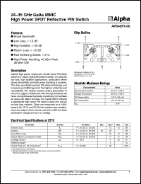 AP640R7-00 datasheet: 24-35 GHz GaAs MMIC  high power SPST reflective PIN switch AP640R7-00