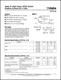 AS150-59 datasheet: GaAs IC high power positive control SPDT  switch DC-3 GHz AS150-59