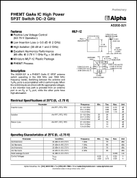 AS202-321 datasheet: PHEMT GaAs IC  high power SP3T  switch DC-2 GHz AS202-321