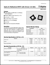 AS210-321 datasheet:  GaAs IC  reflective SPDT with driver 3-6 GHz AS210-321