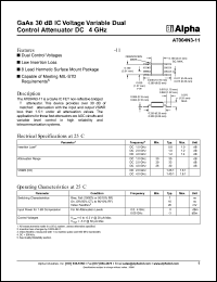 AT004N3-11 datasheet: GaAs 30 dB IC voltage variable dual control attenuator DC-4 GHz AT004N3-11