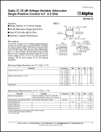 AV104-12 datasheet: GaAs IC 25 dB voltage variable attenuator single positive control 0.5-2.5 GHz AV104-12
