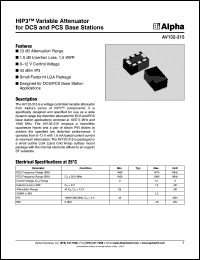 AV132-315 datasheet: HIP3 variable attenuator for DCS and PCS base station AV132-315