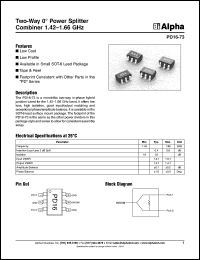 PD16-73 datasheet: Two-way 0 power splitter combiner 1.42-1.66 GHz PD16-73