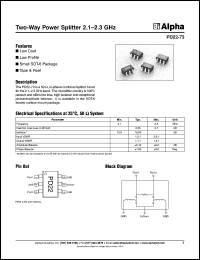 PD22-73 datasheet: Two-way  power splitter 2.1-2.3 GHz PD22-73