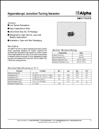 SMV1770-079 datasheet: Hyperabrupt junction tuning varactor SMV1770-079