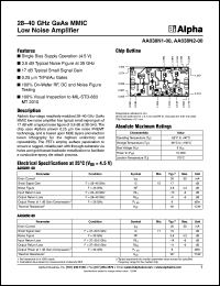 AA038N1-00 datasheet: 28-40 GHz GaAs MMIC low noise amplifier AA038N1-00