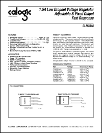 CLM2815AAU datasheet: 1.5A low dropout voltage regulator adjustable and fixed output fast response CLM2815AAU