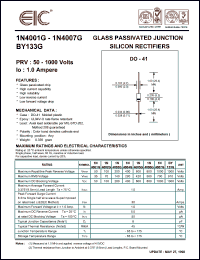 1N4007G datasheet: 1000 V, 1.0 A silicon rectifier 1N4007G