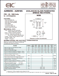 A2W02G datasheet: 200 V, 2 A Avalanche glass passivated bridge rectifier A2W02G