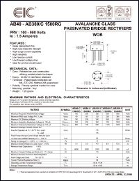 AB80-C1500RG datasheet: 200 V, 1.5 A Avalanche glass passivated bridge rectifier AB80-C1500RG