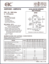 ABR3501 datasheet: 100 V, 35 A Avalanche bridge rectifier ABR3501