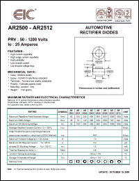 AR2510 datasheet: 1000 V, 25 A Automotive rectifier diode AR2510