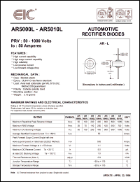 AR5002L datasheet: 200 V, 50 A Automotive rectifier diode AR5002L