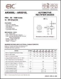 AR5006L datasheet: 600 V, 50 A Automotive rectifier diode AR5006L