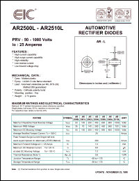 AR2510L datasheet: 1000 V, 25 A Automotive rectifier diode AR2510L