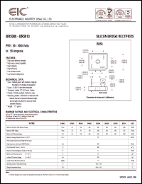 BR5004 datasheet: 400 V, 50 A silicon bridge rectifier BR5004