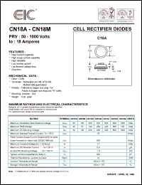 CN18A datasheet: 50 V, 18 A,  cell rectifier diode CN18A