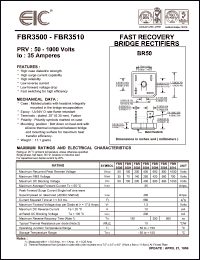 FBR3500 datasheet: 50 V, 35 A, fast recovery bridge rectifier FBR3500