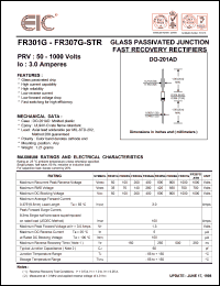 FR304G datasheet: 400 V, 3 A, glass passivated junction fast recovery rectifier FR304G