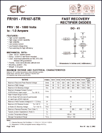 FR107-STR datasheet: 1000 V, 1 A,  fast recovery rectifier diode FR107-STR