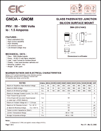 GNOM datasheet: 1000 V, 1.5 A,  glass passivated junction silicon surface mount GNOM