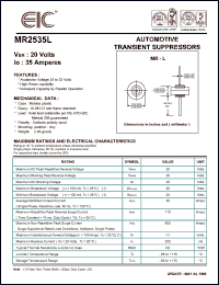 MR2535L datasheet: 20 V, 35 A, automotive transient suppressor MR2535L