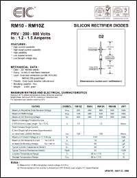 RM10A datasheet: 600 V, 1.2 A, silicon rectifier diode RM10A