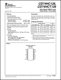 CD74HC126M datasheet:  HIGH SPEED CMOS LOGIC QUAD BUFFERS WITH 3-STATE OUTPUTS CD74HC126M