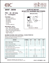 SKN9 datasheet: 40 V, 1.0 A, surface mount schottky barrier rectifier SKN9