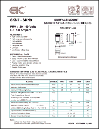 SKN8 datasheet: 30 V, 1.0 A, surface mount schottky barrier rectifier SKN8