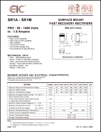 SR1K datasheet: 800 V, 1.0 A, surface mount fast recovery rectifier SR1K