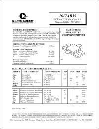 1617AB35 datasheet: 35 W, 25 V, 1600-1700 MHz common emitter transistor 1617AB35