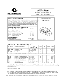 1617AM10 datasheet: 10 W, 18 V, 1500-1800 MHz common emitter transistor 1617AM10