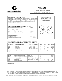 1004MP datasheet: 4 W, 35 V, 960-1215 MHz common base transistor 1004MP