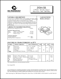 2324-12L datasheet: 12 W, 20 V, 2300-2400 MHz common base transistor 2324-12L