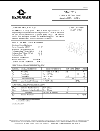 DME375A datasheet: 375 W, 50 V, 1025-1150 MHz common base transistor DME375A